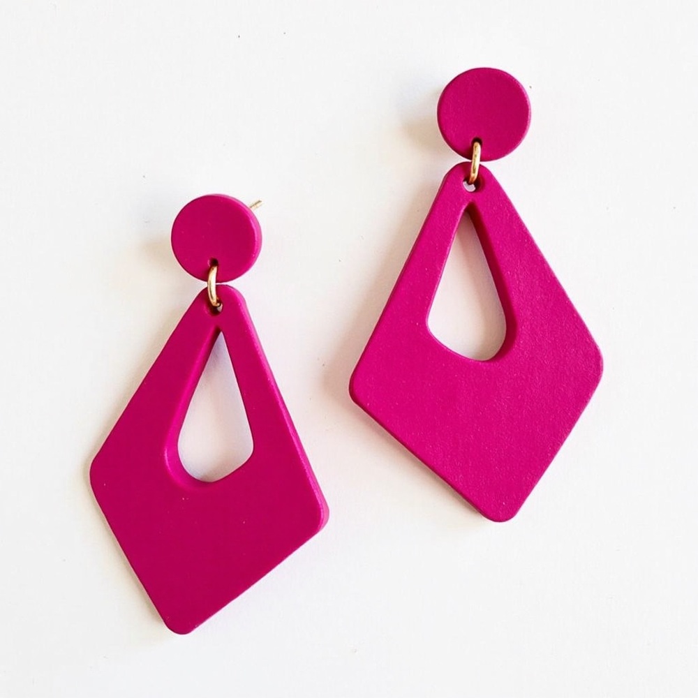 Pink Geometric Drop Earrings